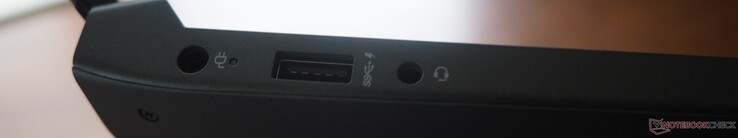 Left side: DC-IN, USB-A 3.0, Line in/out