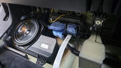 Cybertruck&#039;s woofer uses the hollow frame as enclosure extension (Image source: Jeremy Wright/FB)