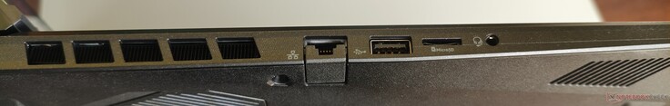left side: RJ45-LAN, USB-A 2.0, micro-SD, Line-In/Out