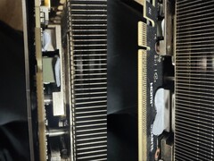 The thermal gel used in a Gigabyte RTX 5080 GPU is leaking towards the PCB. (Image source: Quasar Zone)