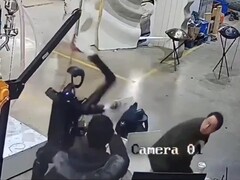 The humanoid robot Unitree H1 lashes out wildly during a test. (Image source: OSINTdefender via X, formerly Twitter)