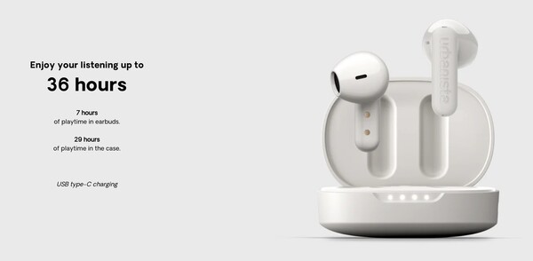The Urbanista Copenhagen 2 earbuds have a total battery life of 36 hours. (Image source: Urbanista)