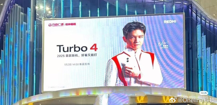 Billboard poster revealing the launch date of the Redmi Turbo 4 (Image source: Oneline科技 on Weibo)