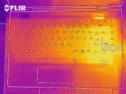 Top case surface temperatures at idle