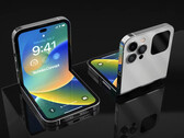 A concept image imagining if Apple built an iPhone around the Galaxy Z Flip's form factor. (Image source: Technizo Concept)