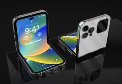 A concept image imagining if Apple built an iPhone around the Galaxy Z Flip&#039;s form factor. (Image source: Technizo Concept)