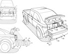The Ford F-150 Lightning may soon get a frunk accessory that greatly increases its usefulness over the Cybertruck's two-seater frunk. (Image source: US Patent Application Publication)