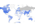 The G7 countries, Ukraine and China are deep blue. Unfortunately, there is no data on Russia. (Image: imperva)