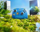 8BitDo Rare 40th Anniversary controller with Xbox Series X and Series S consoles in the background. (Image Source: Official 8BitDo promotional poster)