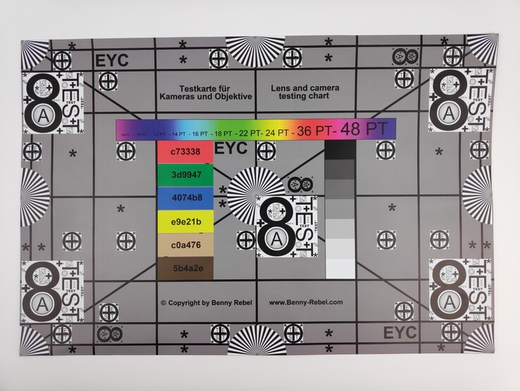 Photo of our test chart