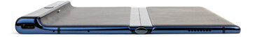 Bottom edge (opened): USB, microphones, speaker