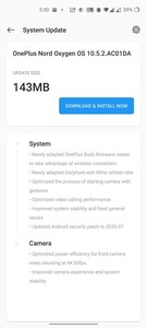 OnePlus Nord OxygenOS 10.5.2 changelog. (Image Source: XDA Developers)