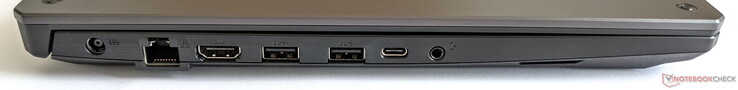 Left side: Power supply, Gigabit LAN, HDMI 2.0b, 2x USB-A 3.2 Gen. 2, 1x USB-C 3.2 Gen. 2, combined audio jack