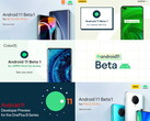 Only Google and OnePlus have released Android 11 Beta 1 builds thus far. (Image source: Google, OnePlus, Poco, Realme & Xiaomi)