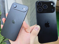 Dummy units showcasing the designs of the iPhone 17 Air and iPhone 17 Pro, from left to right. (Image source: Majin Bu)