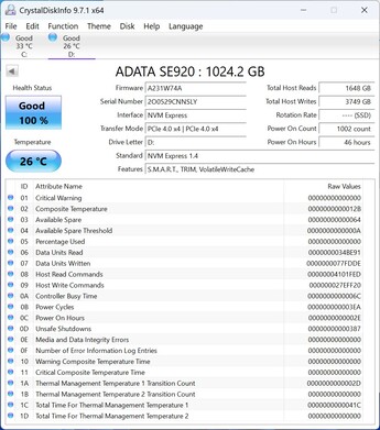 ADATA SE920 works with PCIe 4.0 x4