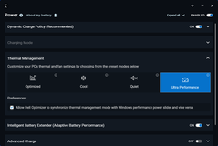 The four Optimizer power profiles: Optimized, Cool, Quiet, or Ultra Performance