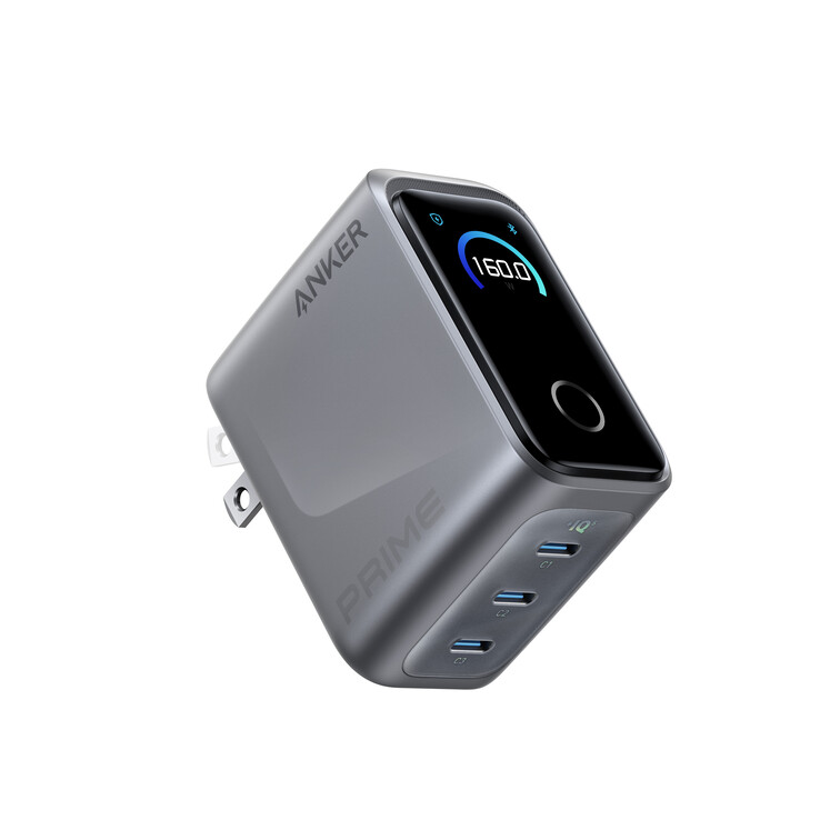 The Anker Prime 160 W charger features a smart touch display (Image source: Anker)