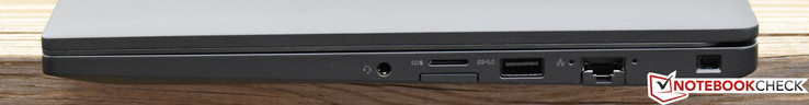 Right: Combo audio 3.5 mm, microSD, sim card, USB 3.0, Ethernet, Kensington Lock