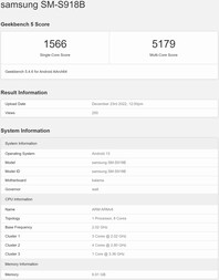 Galaxy S23 Ultra. (Image source: Geekbench)