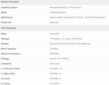 Intel 12th gen Alder Lake mobile in Geekbench OpenCL. (Source: Videocardz)