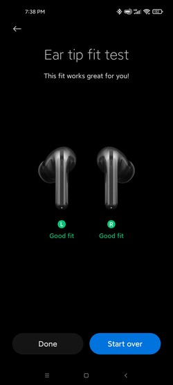 Xiaomi FlipBuds Pro with nice features, like a fit test