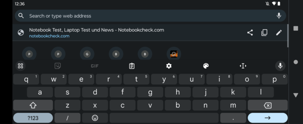 Keyboard in landscape mode