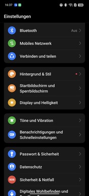 Settings page