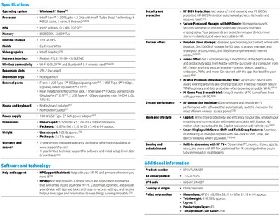 Spec sheet of the UFS variant