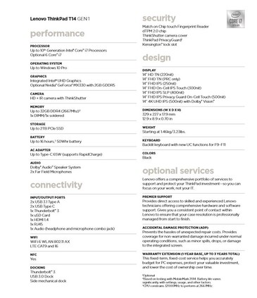 ...both of which is listed in the spec-sheet of the ThinkPad T14 with Intel CPUs