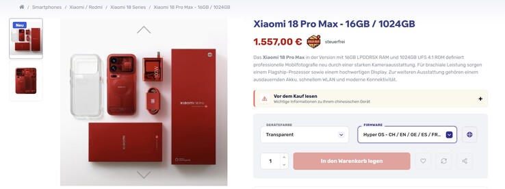 The red transparent Xiaomi 18 Pro Max edition should be more expensive than the other color options.