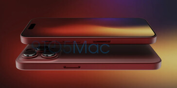 iPhone 15 Pro dark red color option. (Image Source: 9to5Mac)