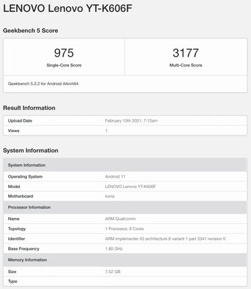 New "Lenovo Yoga Tab 13" leaks hint at 8GB of RAM, Android 11 and a possible choice of 2 SoCs. (Source: Google Play Console via 91Mobiles; Geekbench)