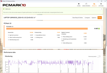 PCMark 10 in performance mode