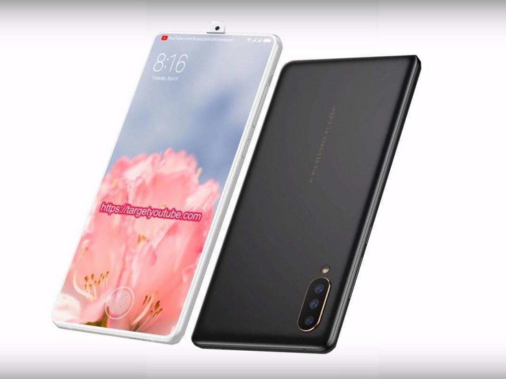 The thin bezels, the pop-up camera and the rear tri-cam setup depicted in a Chinese leak (Source: CNMO)