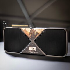 A Doom: The Dark Ages themed GeForce RTX 5090 GPU is up for grabs (image source: Nvidia)
