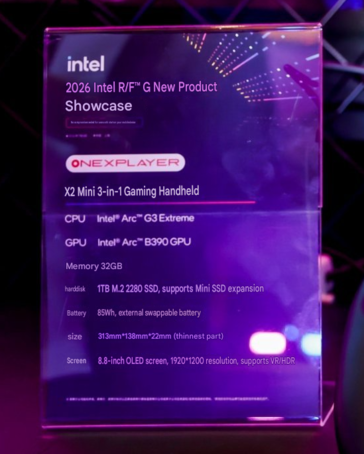 Core specs of the OneXPlayer X2 Mini (machine translated)