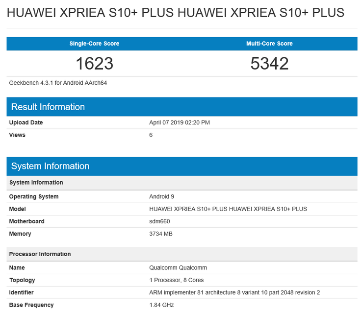 Subtle clues suggest a fake entry. (Source: Geekbench)