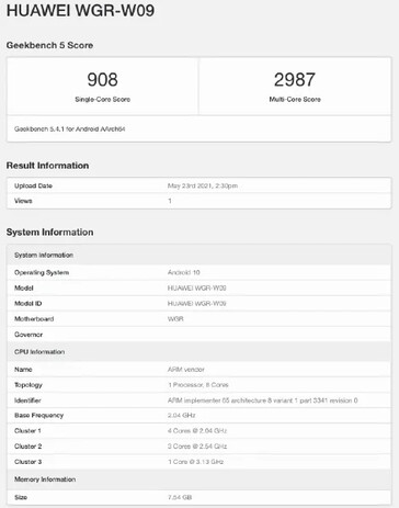 Two new devices allegedly from Huawei show up on Geekbench. (Source: Geekbench)