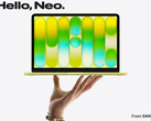 The MacBook Neo now starts at $699. Pictured: a promo picture showing the front of the laptop (edited).