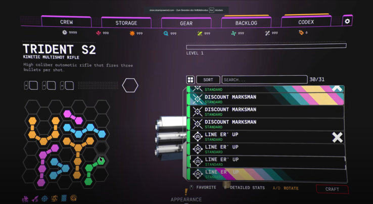 The grid-based upgrade system is one of the game's core mechanics and allows for particularly flexible builds.
