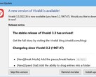 Vivaldi 3.3 browser update notification window, Break Mode and various improvements added (Source: Own)