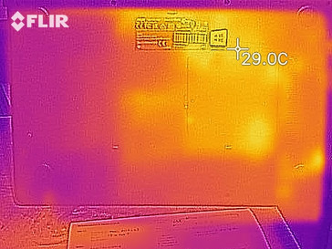 Bottom case surface temperatures at idle