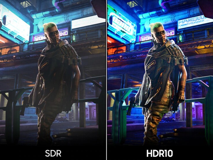 Promotional image showing SDR and HDR10 comparison.
