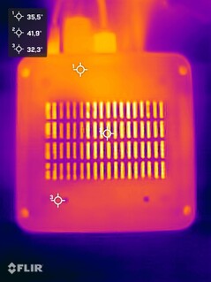 GMKtec NucBoc K17 during a stress test (bottom view)