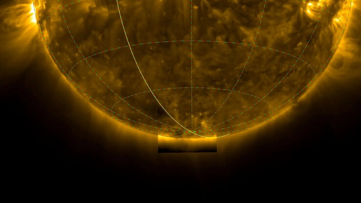 The Solar Orbiter spacecraft has captured the first images of the Sun's south pole. (Image source: ESA & NASA/Solar Orbiter/EUI Team, D. Berghmans (ROB))