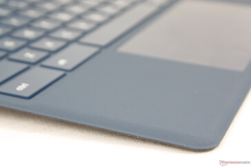 Keyboard base looks like Microsoft's Alcantara base from afar, but it is slightly rubberized and thinner to the touch