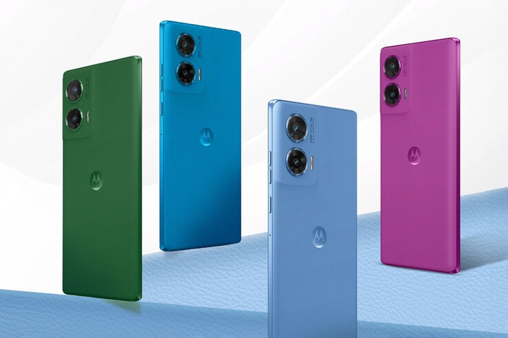 The Moto G96 5G comes in greener pastures, cattleya orchid, ashleigh blue, and dresden blue colorways (Image source: Motorola)