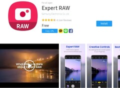 Samsung Expert RAW camera app page in the Galaxy Store marketplace (Source: Own)