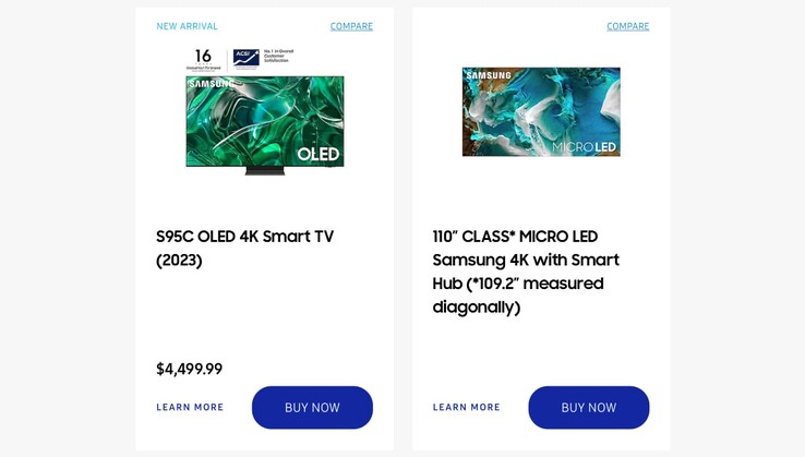 The product listing for the Samsung S95C QD-OLED 77-in TV. (Image source: FlatpanelsHD)